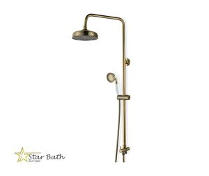 מוט פינוק יוקרתי רטרו עם מזלף טלפון גוון ברונזה