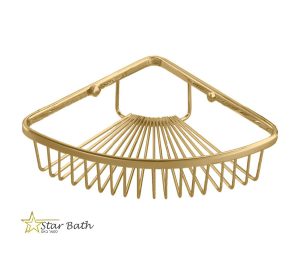 רשת מעוגלת פינתית למקלחת בגוון זהב מבריק