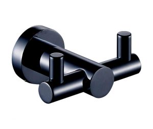 קולב זוגי לתליית מגבות אמבטיה מסדרת LEO שחור מט