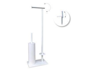 מעמד רצפתי לנייר טואלט ומברשת מסדרת LEO בגוון לבן