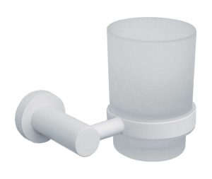 כוס עגולה למברשות שיניים לקיר מסדרת LEO בגוון לבן