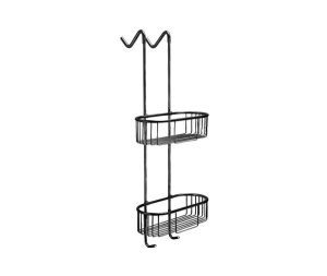 רשת כפולה עגולה למקלחון בגוון שחור מט ללא קידוח