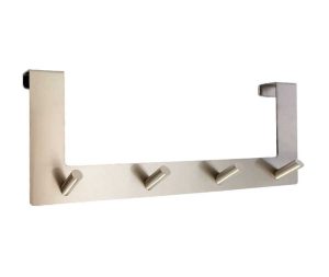 קולב על דלת לתלייה רביעיה ללא קידוח 4 ס״מ בגוון ניקל מוברש