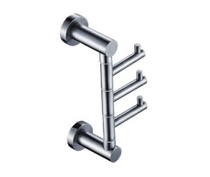 קולב שלישיה לתליית מגבות אמבטיה מסדרת LEO בגוון ניקל מבריק