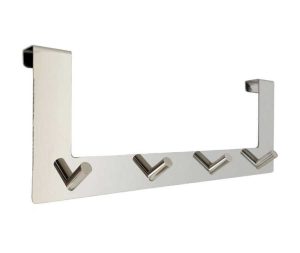 קולב על דלת לתלייה רביעיה ללא קידוח 2 ס״מ ניקל מבריק