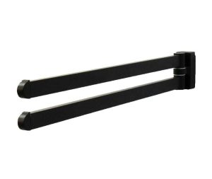 מתלה מגבות דו זרועי נע 40 ס"מ מסדרת ROME שחור מט