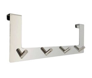 קולב על דלת לתלייה רביעיה ללא קידוח 2 ס״מ ניקל מבריק