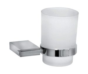 כוס למברשות שיניים ריבוע מסדרת SILVER ניקל מבריק