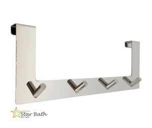 קולב על דלת לתלייה רביעיה ללא קידוח 2 ס״מ ניקל מבריק