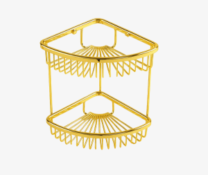 רשת פינתית כפולה מעוגלת למקלחת זהב מבריק