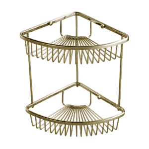 רשת פינתית דו קומתית מעוגלת למקלחת ברונזה