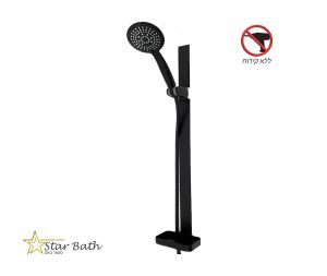 מוט רחצה בהדבקה מתכוונן ללא קידוח שחור מט