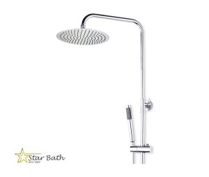 מערכת רחצה עם ראש גשם עגול ניקל מבריק