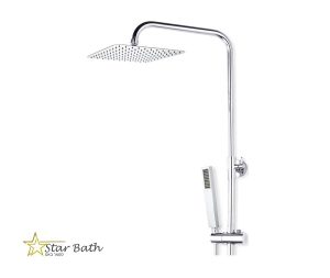 מערכת רחצה עם ראש גשם מרובע ניקל מבריק