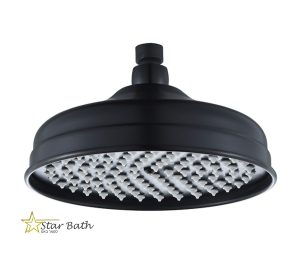 ראש גשם עגול יוקרתי 20 ס״מ רטרו שחור מט