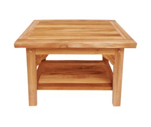 ספסל עץ למקלחת מלבני 60 ס״מ עם מדף עץ טיק מלא