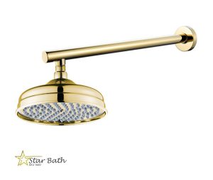 זרוע עגולה כבדה 40 ס"מ לראש דוש למקלחת זהב מבריק BRASS (רק זרוע)