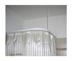 מוט לוילון אמבטיה פינתי 170*70 ס"מ לבן | ניקל מבריק