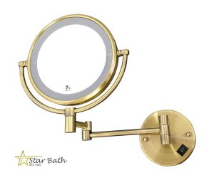 מראה מגדילה פי 7 עם תאורת לד בטרייה ברונזה