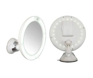 מראה מגדילה פי 10 עם תאורה בטרייה ואקום אקרילית