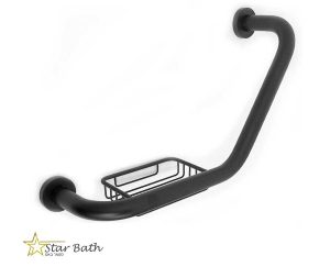 ידית אחיזה עם סבוניה לאמבטיה שחור מט