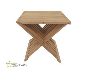 ספסל למקלחת 40 ס״מ מתקפל עץ טיק מלא