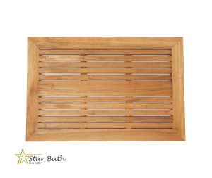 משטח עץ מלבני 90 ס״מ עם מסגרת ותמיכה כפולה עץ טיק מלא