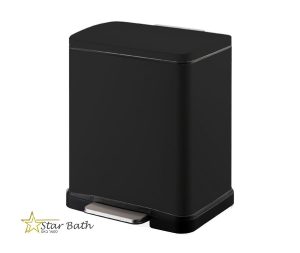 פח אשפה מלבני למטבח 30 ליטר שחור מט סגירה שקטה