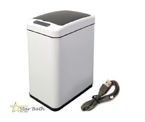 פח אשפה אלקטרוני 8 ליטר מלבני לבן