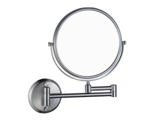 מראה מגדילה פי 7 לקיר דו צדדית בסיס עגול ניקל מוברש