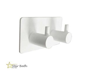 קולב זוגי למגבות לבן ללא קידוח בהדבקה