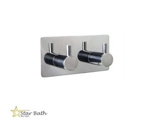 קולב זוגי למגבות ניקל מבריק ללא קידוח בהדבקה