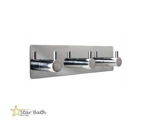 מתלה למגבות עם 3 ווים ניקל מבריק ללא קידוח בהדבקה