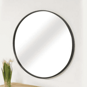 מראה עגולה חלקה בגוון שחור מט