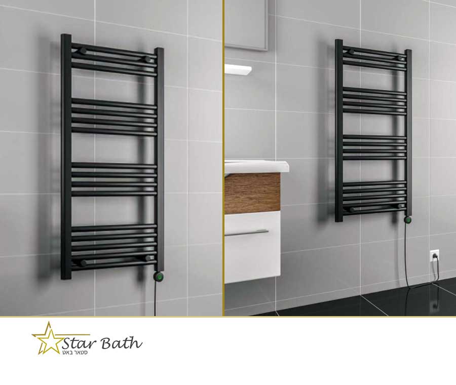 מחמם מגבות בגוון שחור פרופיל עגול 50X100