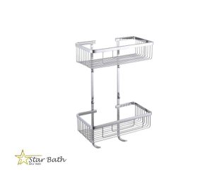 רשת כפולה עם קולבים למקלחת רויאל ניקל מבריק