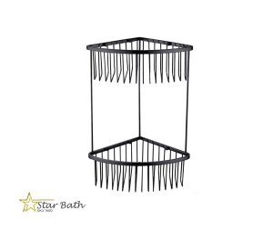 רשת פינתית למקלחת כפולה מעוגלת גבוהה שחור מט