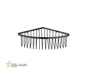 מדף רשת למקלחת פינתית מעוגלת גבוהה שחור מט