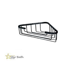 מדף רשת למקלחת פינתית גבוהה שחור מט