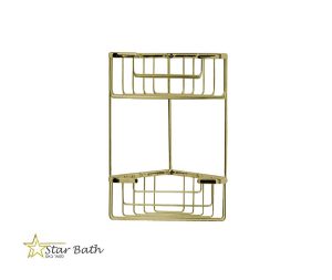 מדף רשת למקלחת דו קומתית מפוארת לקיר ברונזה 