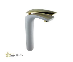 ברז אמבטיה דגם לורן גבוה בגווני לבן עם זהב