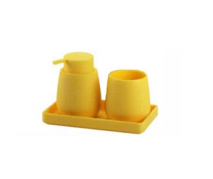 סט דיספנסר כוס ומגש לינדו צהוב