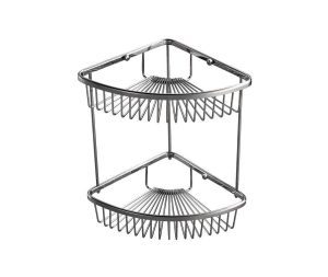 רשת לאמבטיה דו קומתית פינתית מעוגלת בגוון ניקל מוברש