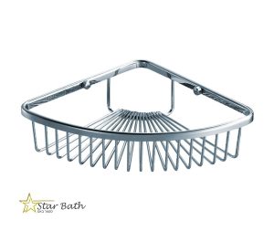 רשת מעוגלת פינתית לקיר מקלחת בגוון ניקל מבריק