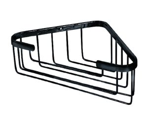 מדף רשת למקלחת פינתית גבוהה שחור מט