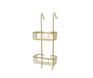 רשת כפולה למקלחון חדר האמבטיה ללא קידוח בגוון זהב-מט