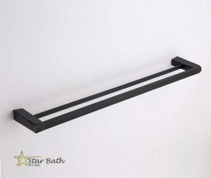 מוט כפול למגבת 60 ס״מ לאמבטיה STONE שחור