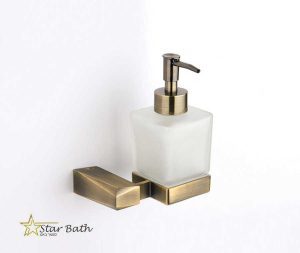 דיספנסר לסבון נוזלי לקיר האמבטיה מסדרת STONE ברונזה