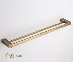 מוט כפול למגבת 60 ס״מ לאמבטיה STONE ברונזה