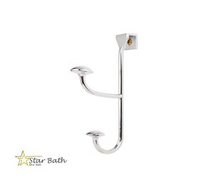 קולב זוגי למקלחון דגם 14058 ללא קידוח ניקל מבריק